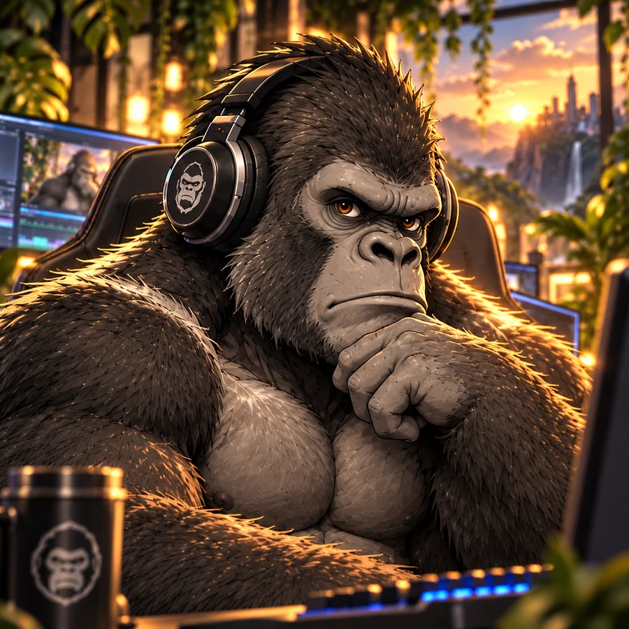 Official portrait of LIFE, the headphone-wearing gorilla
